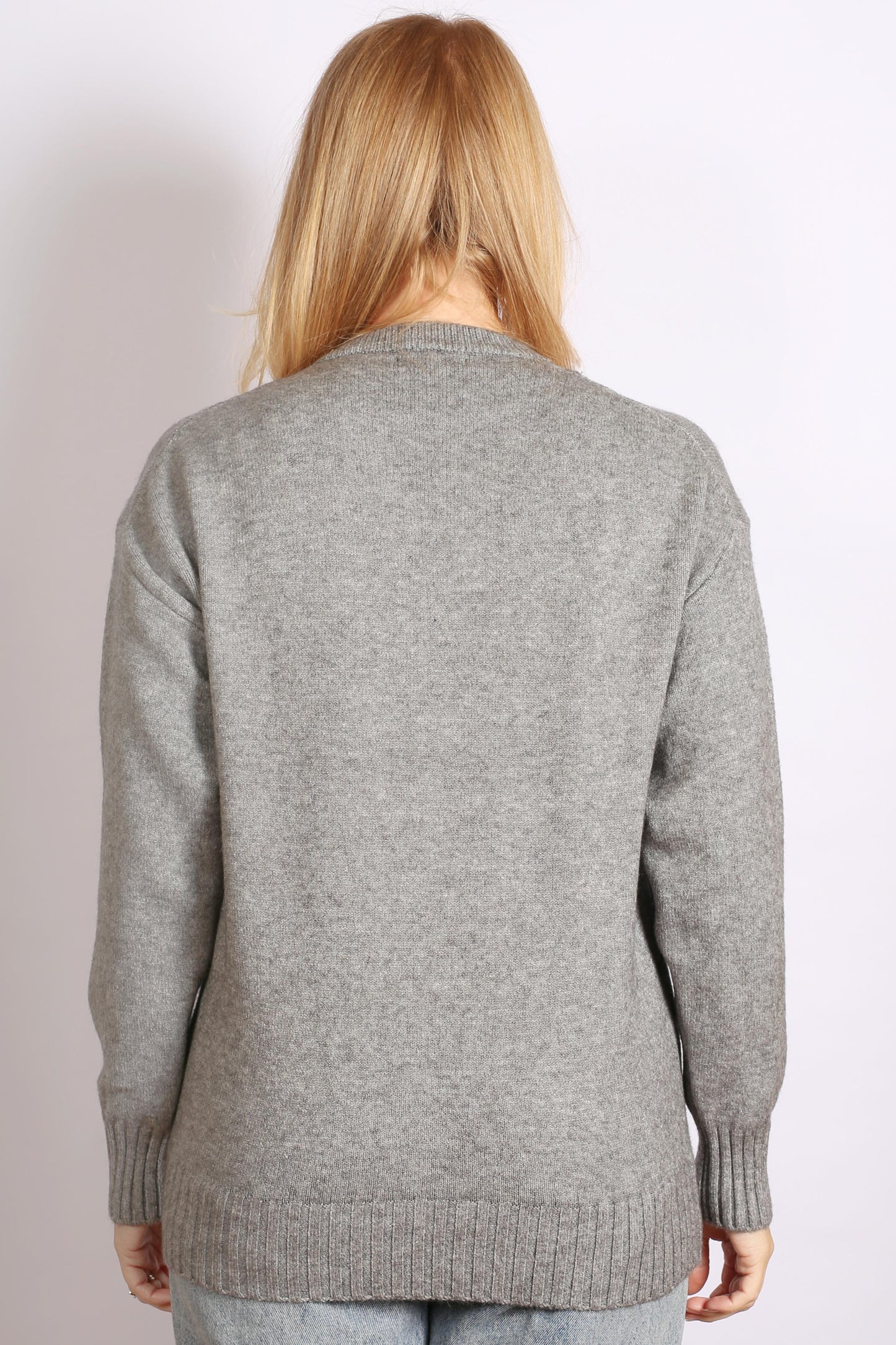 Women's Grey Crew Neck Basic Pullover Jumper – Comfortable & Versatile