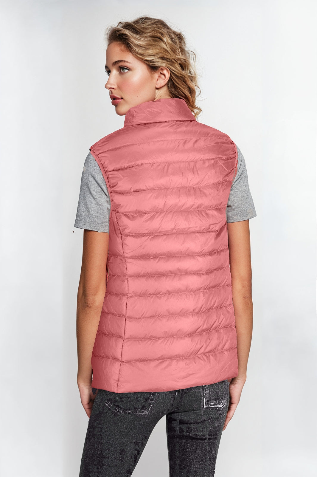 Women’s Pink Puff Down Vest – Lightweight, Warm & Stylish Layer