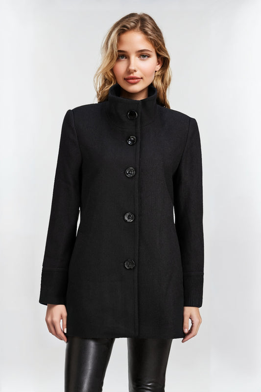 Women's Black Funnel Neck Jacket