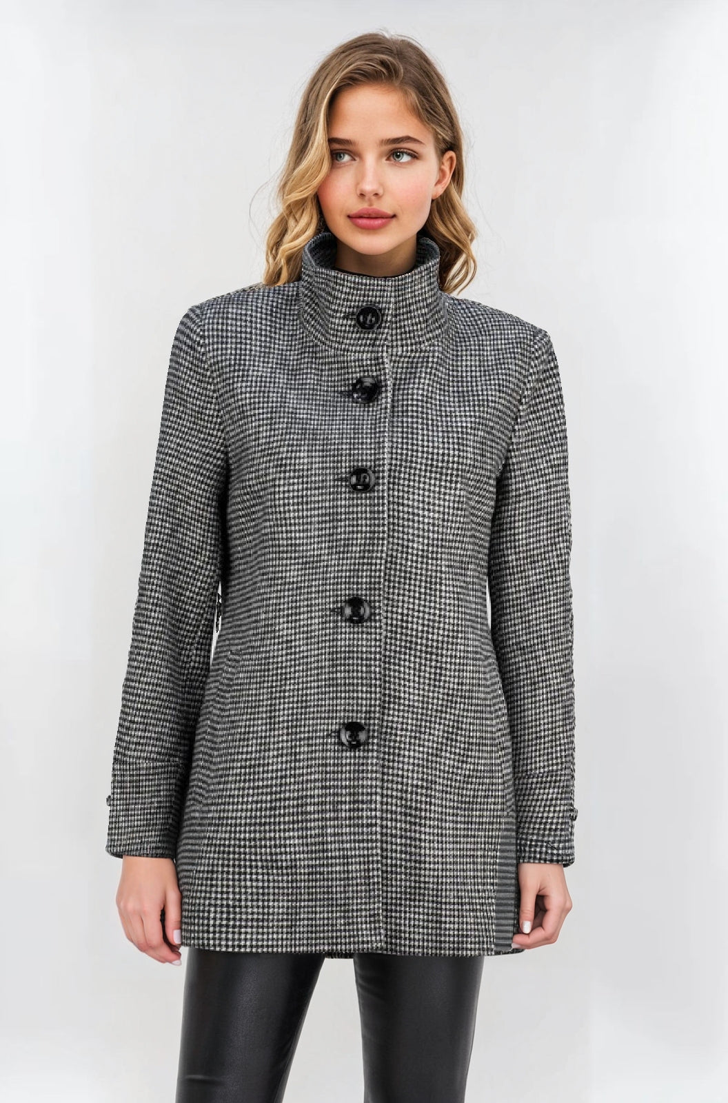 Women's Bow Check Funnel Neck Jacket