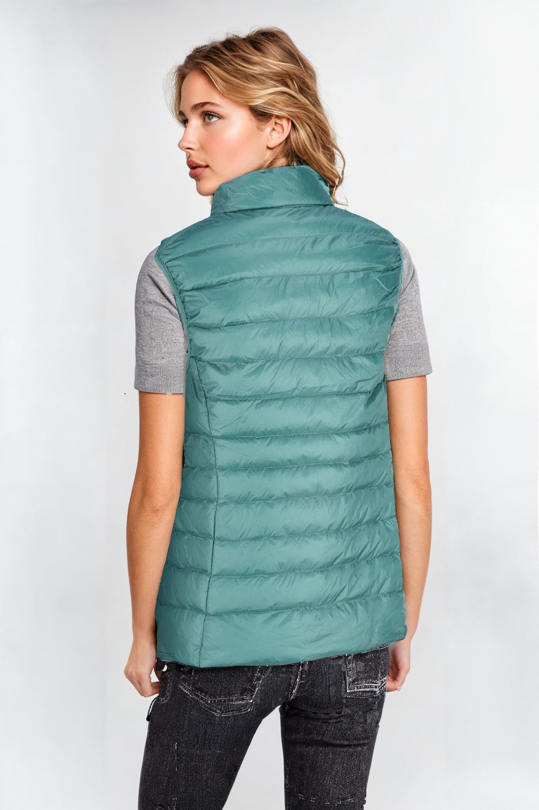 Women’s Green Puff Down Vest – Lightweight, Warm & Stylish Layer