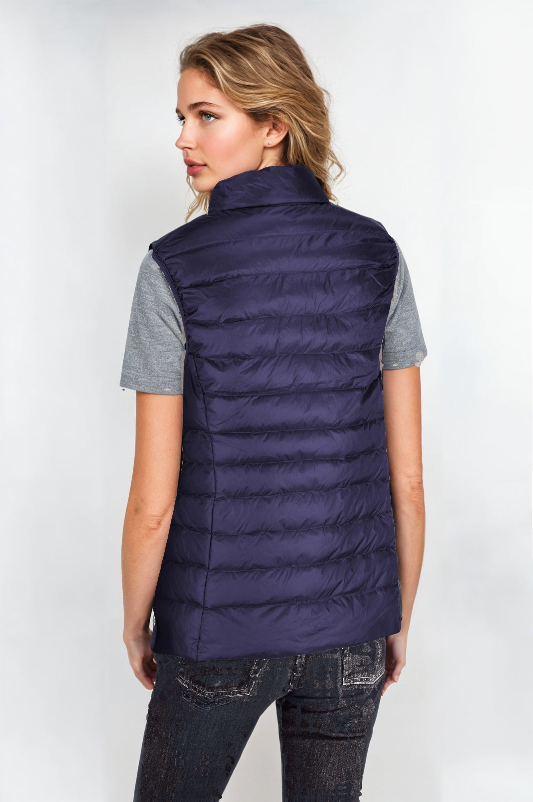 Women’s Navy Blue Puff Down Vest – Lightweight, Warm & Stylish Layer