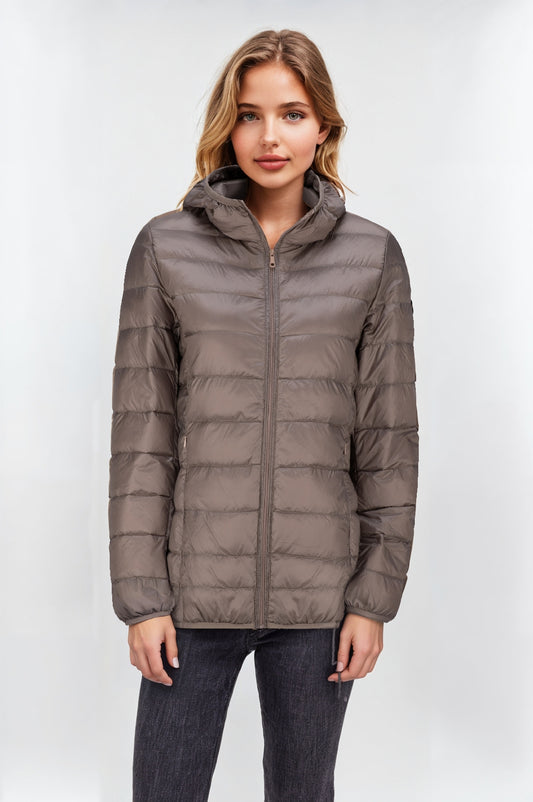 Women's Short Lightweight Down Jacket – Mocha, Packable & Warm