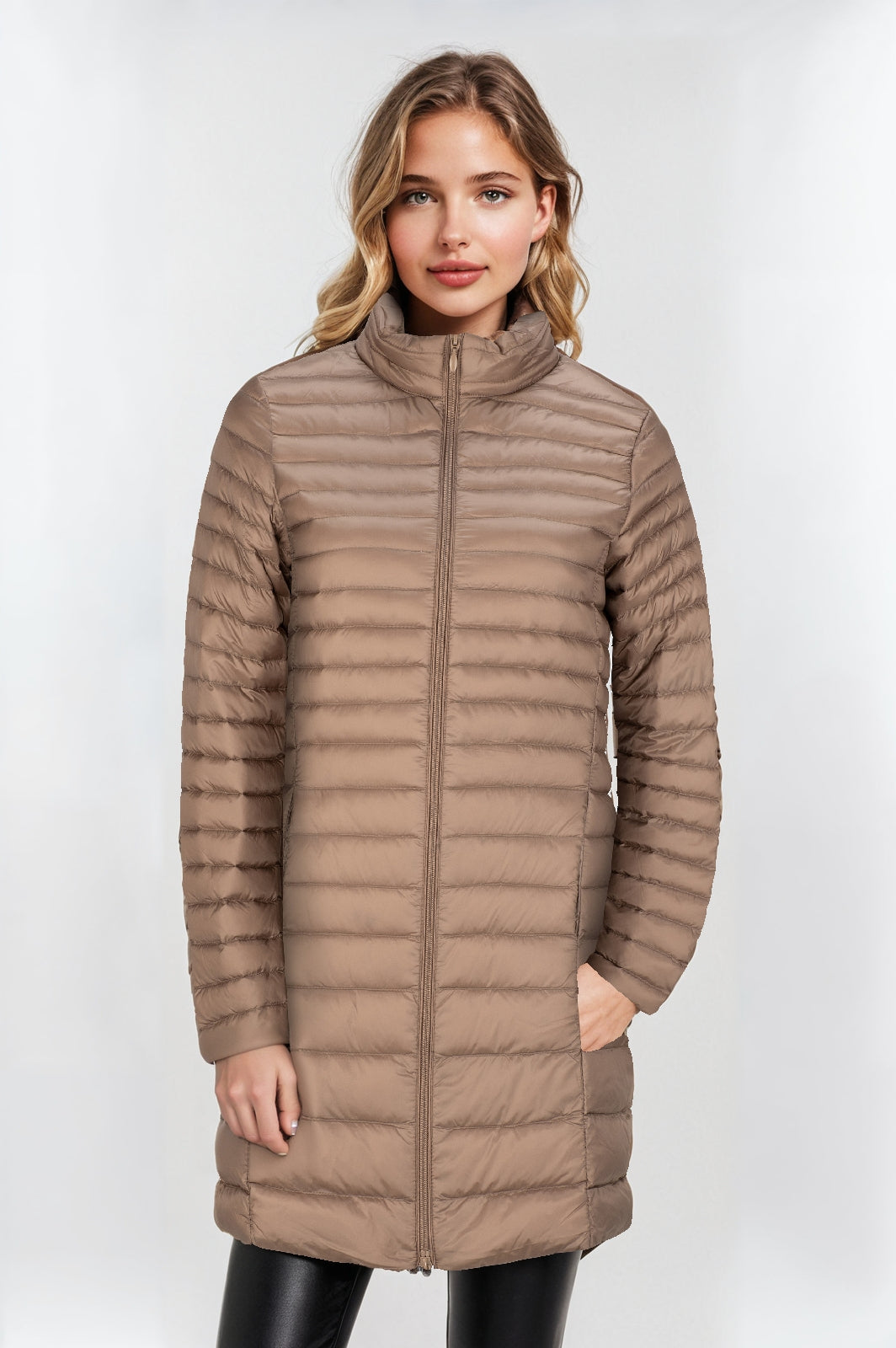 Women's Mink Funnel Neck Down Jacket – Cozy & Stylish Winter Outerwear