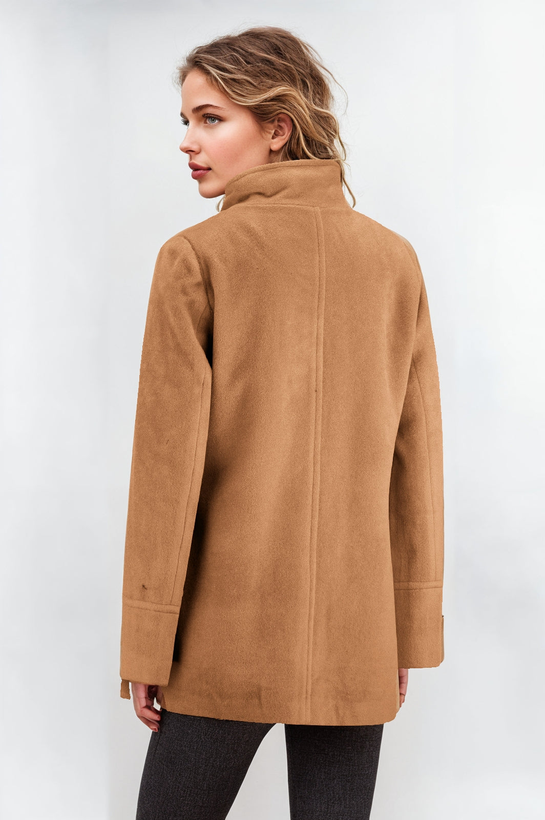Women's Camel Funnel Neck Jacket