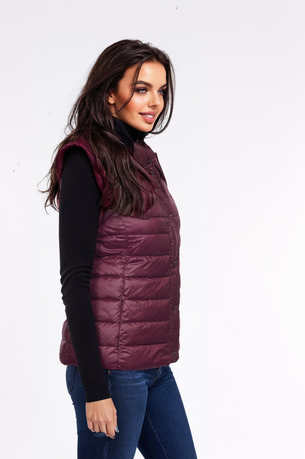 Women's Wine Two-in-One Down Puffer & Vest