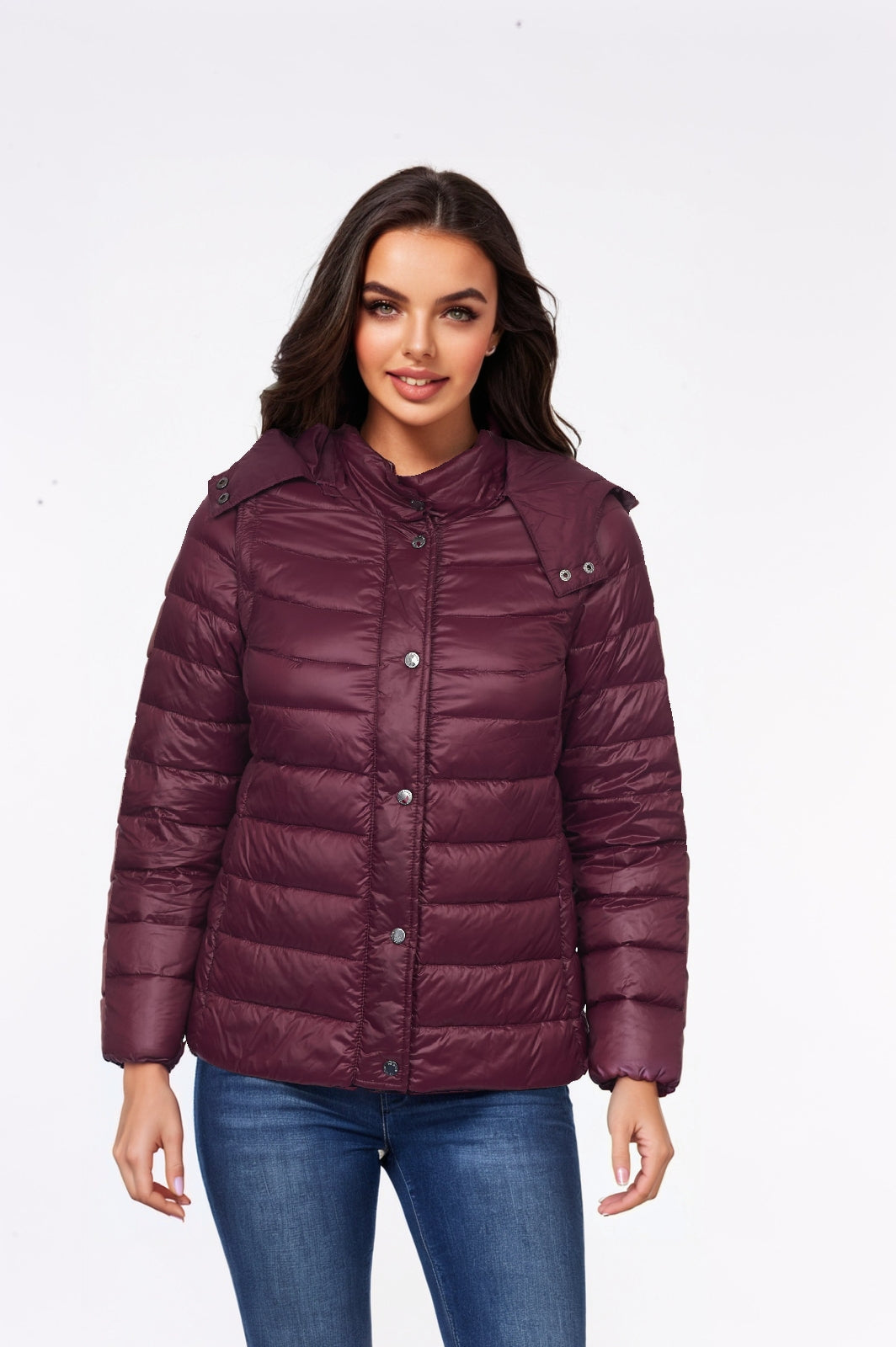 Women's Wine Two-in-One Down Puffer & Vest