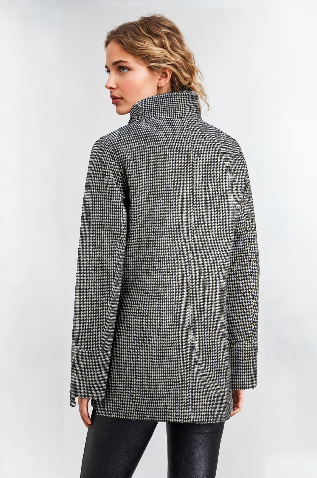 Women's Bow Check Funnel Neck Jacket