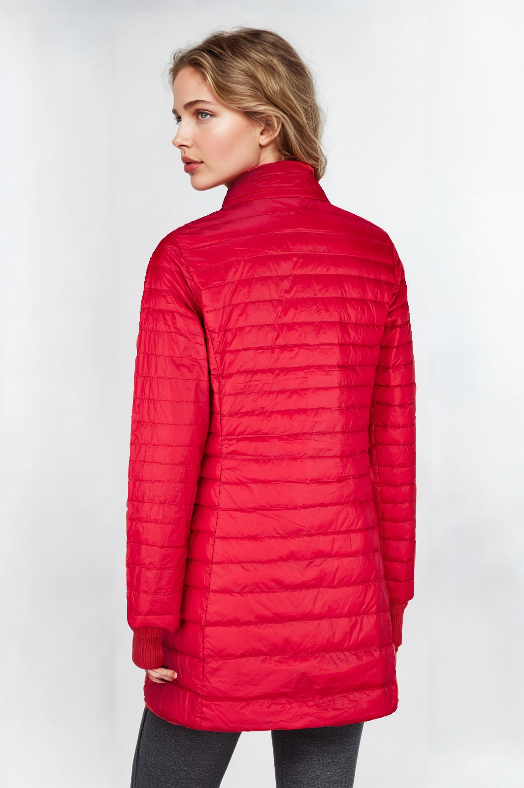 Women's Red Funnel Neck Down Jacket – Cozy & Stylish Winter Outerwear