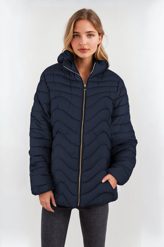 Women's Padded Jacket with Faux Fur Lining – Black, Warm & Stylish