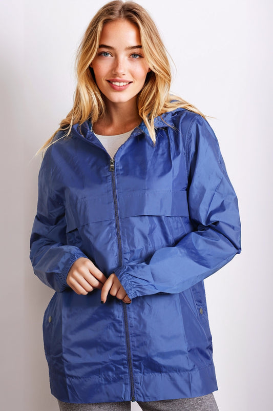 Women’s Blue Basic Waterproof Rain Jacket
