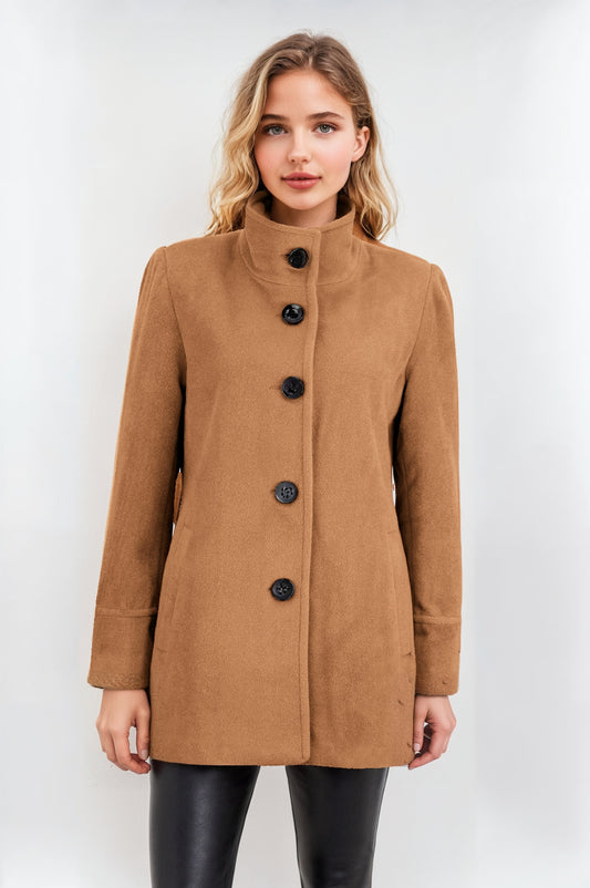 Women's Camel Funnel Neck Jacket