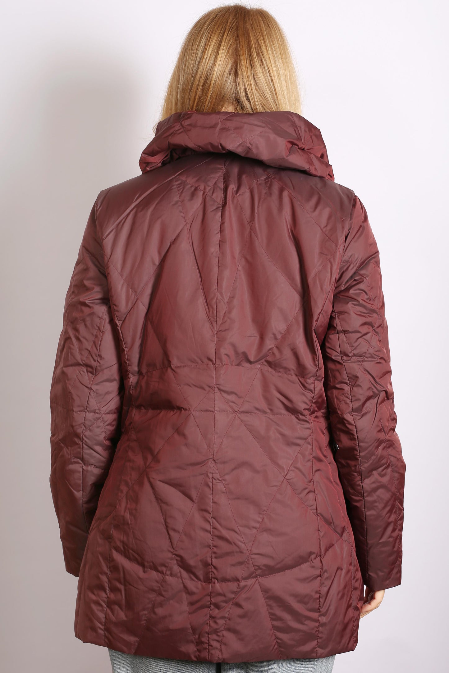 Women’s Shawl Collared Down Puffer Jacket - Wine