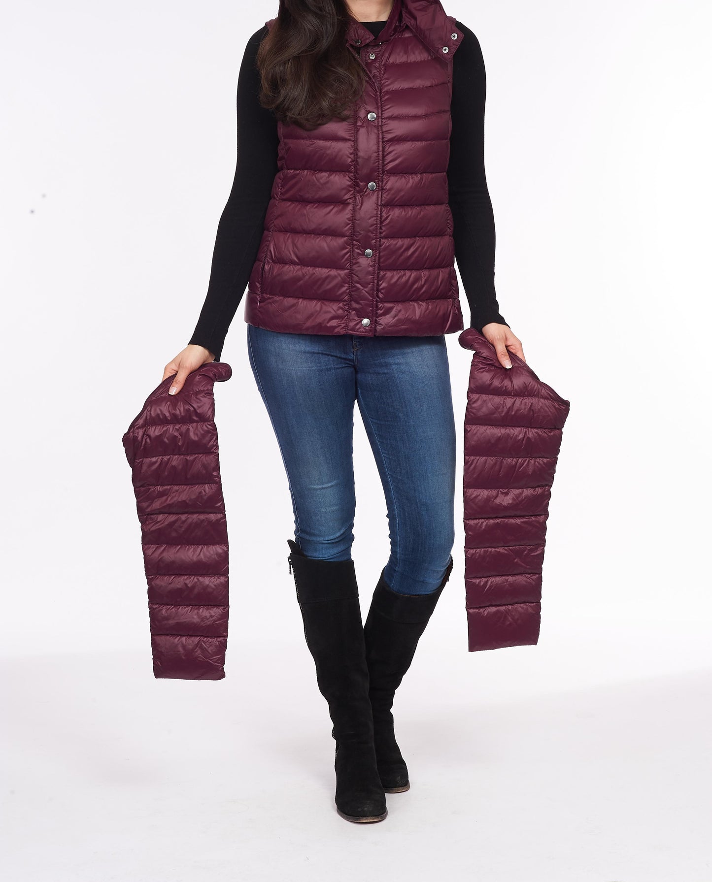 Women's Wine Two-in-One Down Puffer & Vest