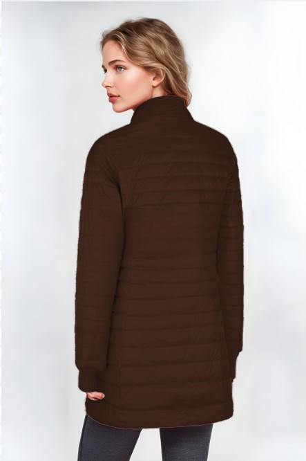 Women's Khaki Funnel Neck Down Jacket – Cozy & Stylish Winter Outerwear