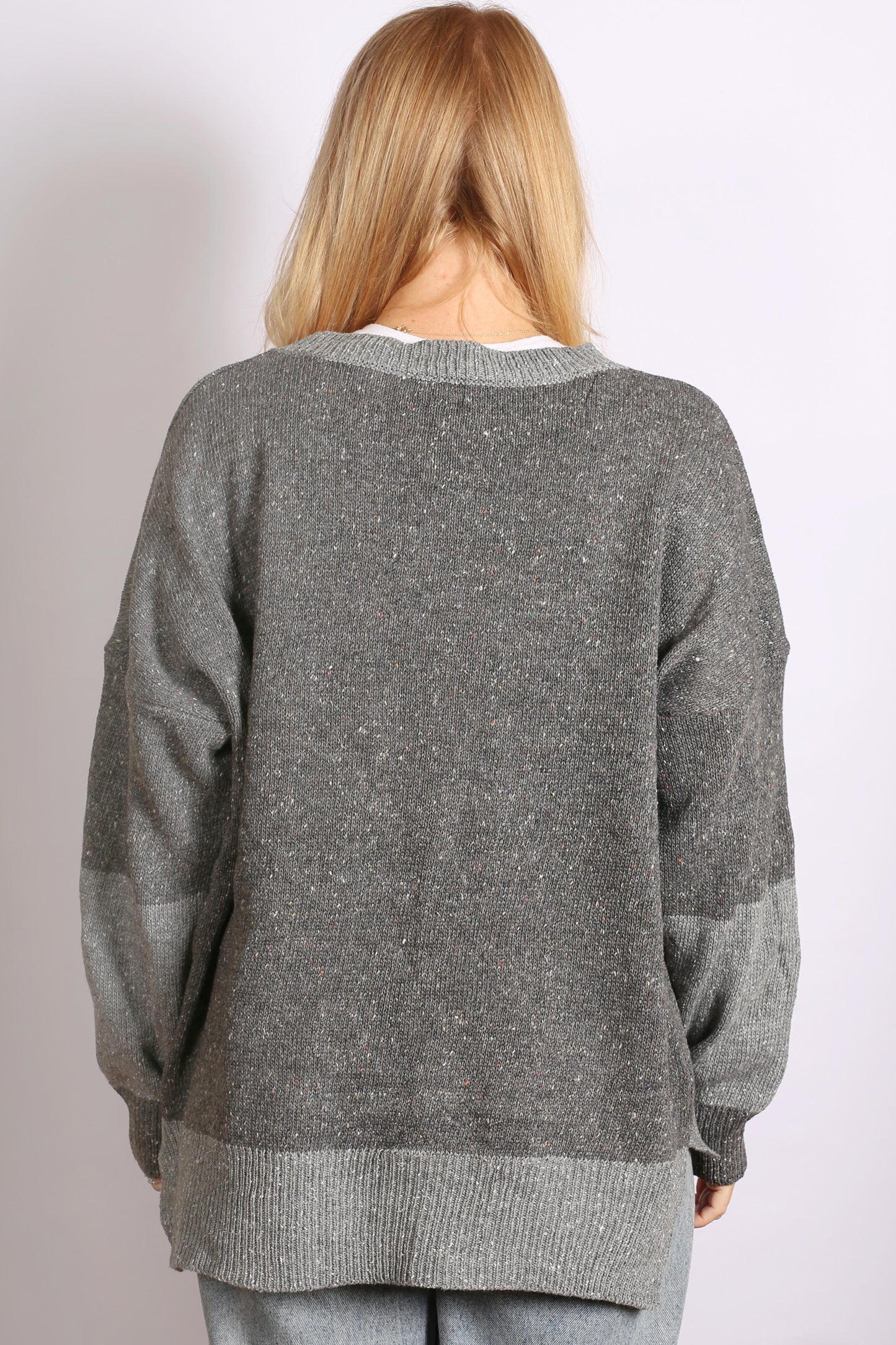 Women's Two-Tone Jumper – Grey, Cozy & Stylish