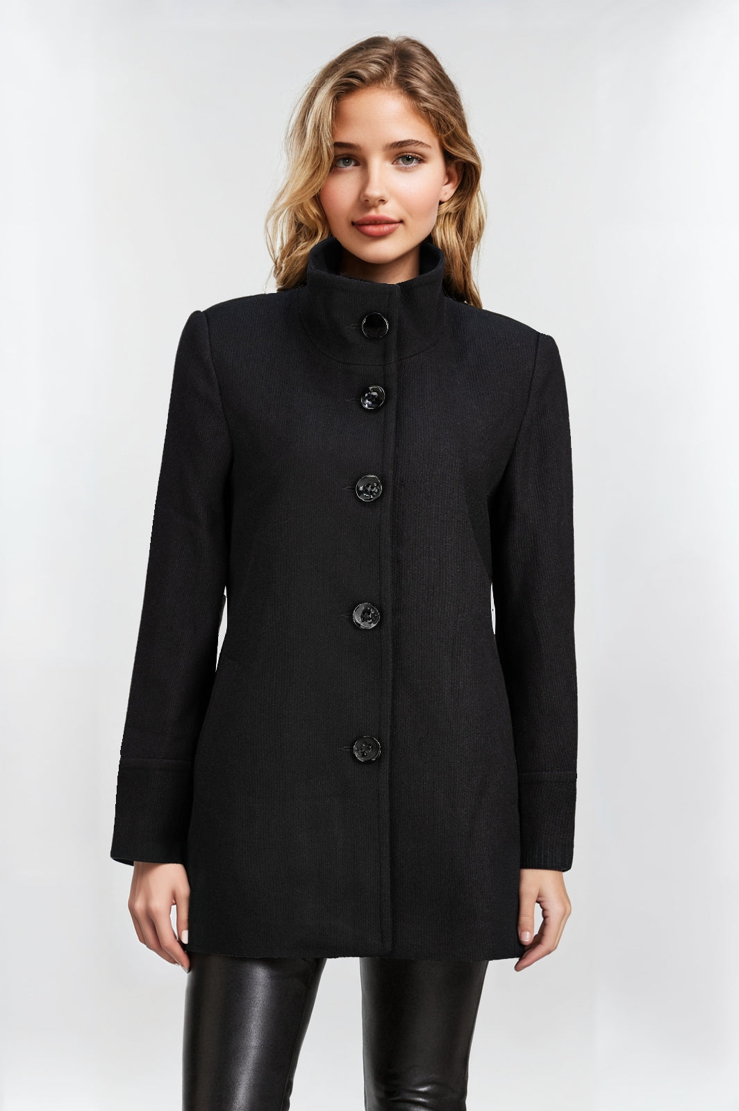 Women's Black Funnel Neck Jacket