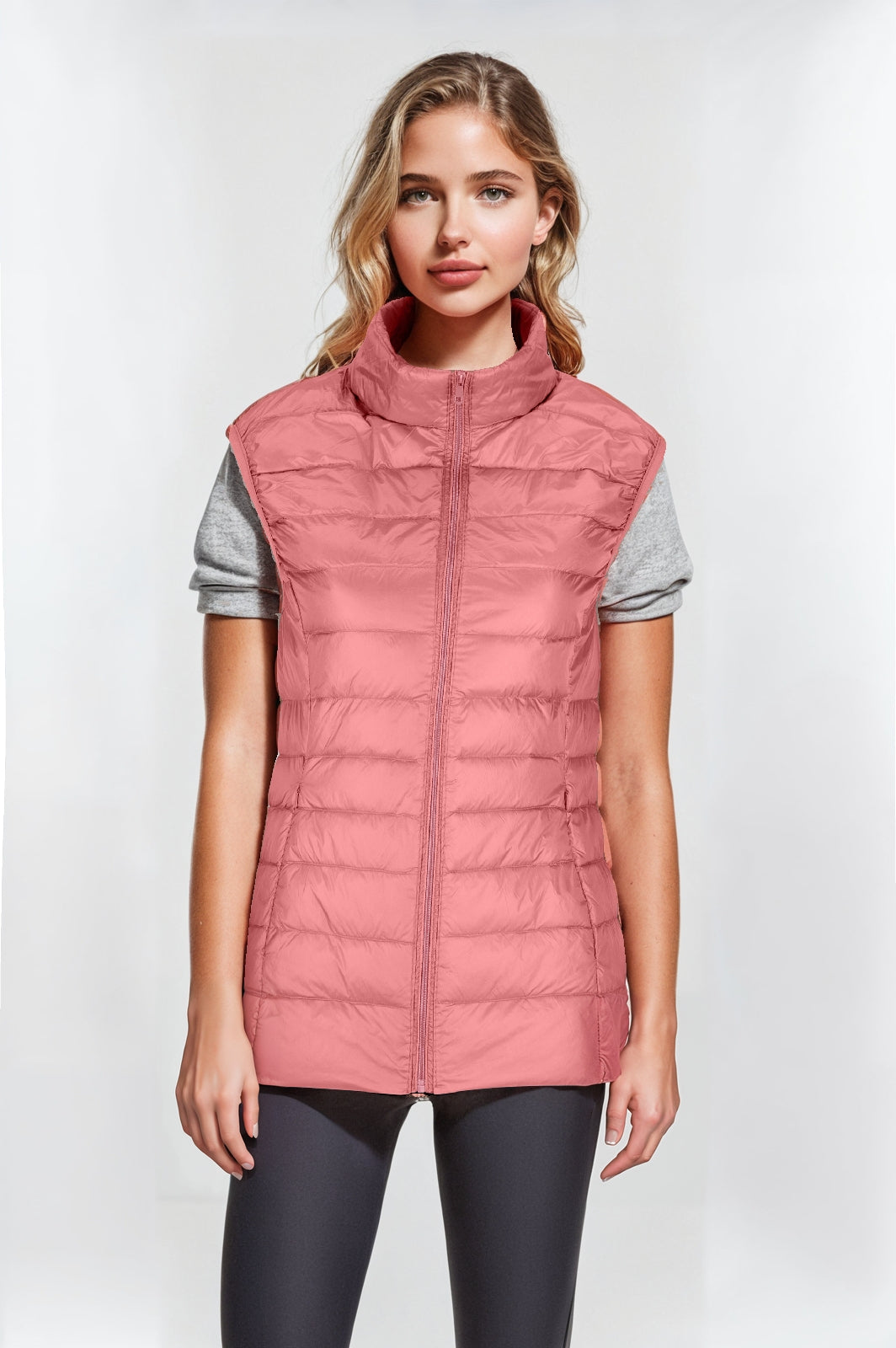 Women’s Pink Puff Down Vest – Lightweight, Warm & Stylish Layer