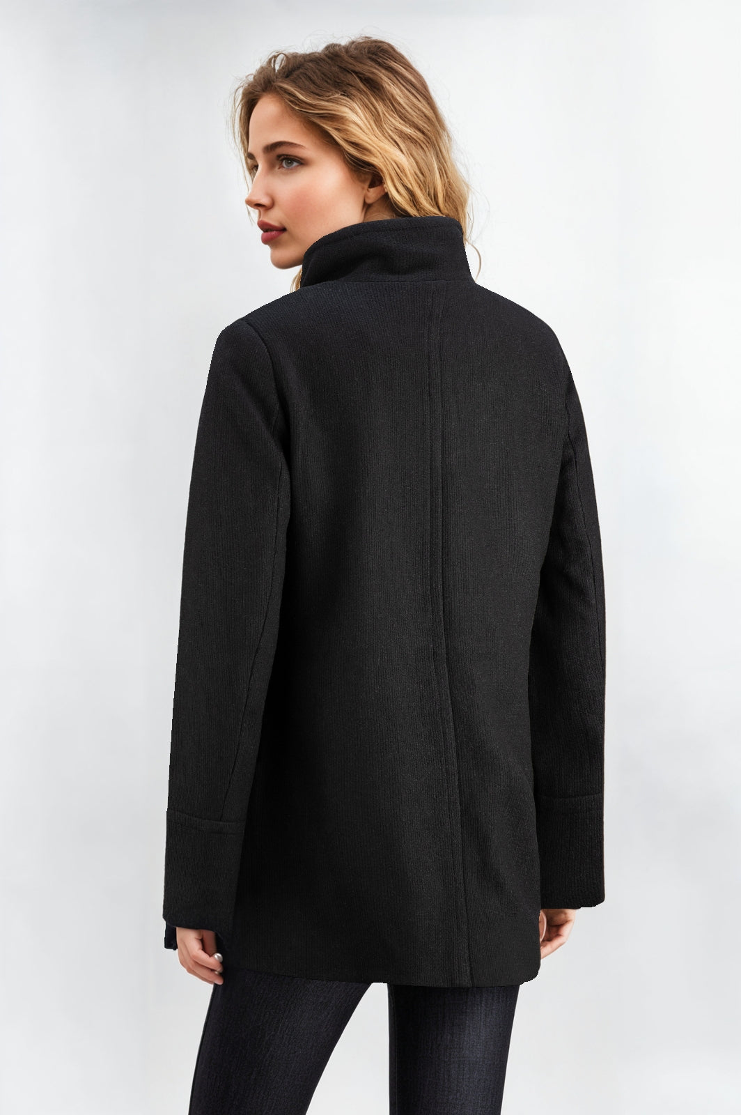Women's Black Funnel Neck Jacket