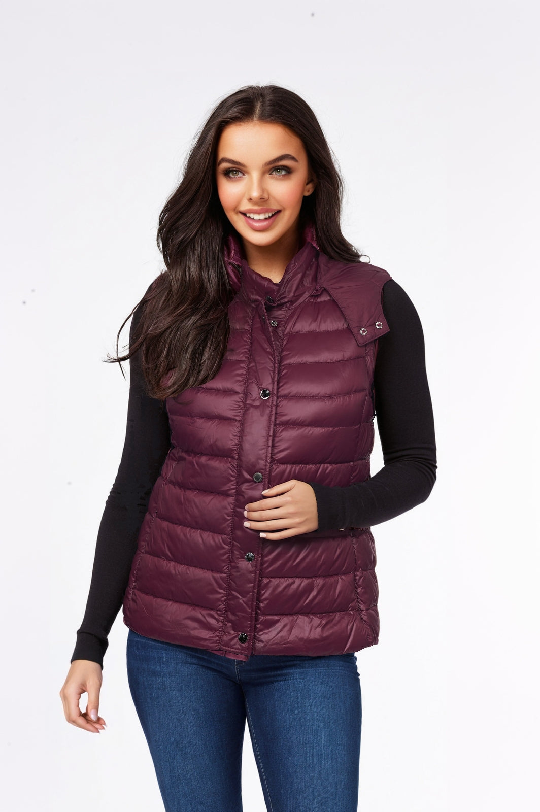 Women's Wine Two-in-One Down Puffer & Vest