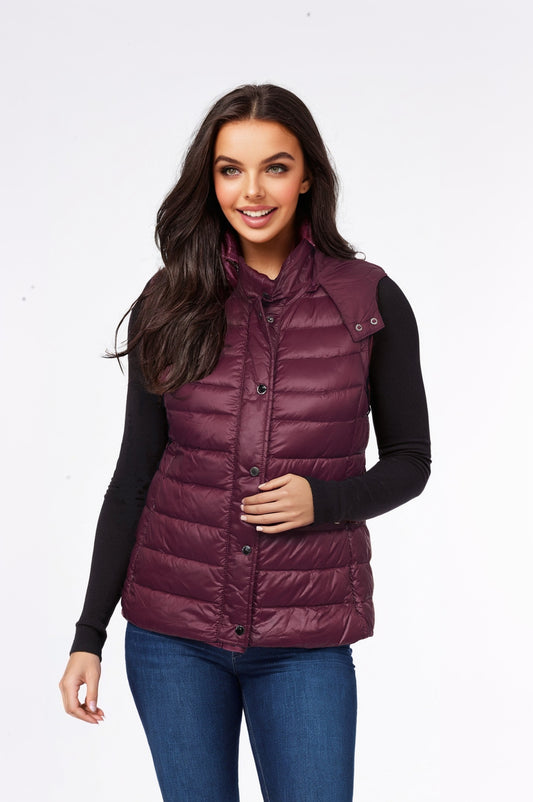 Women's Wine Two-in-One Down Puffer & Vest