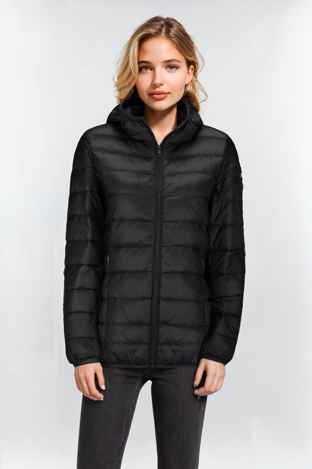 Women's Short Lightweight Down Jacket – Black, Packable & Warm