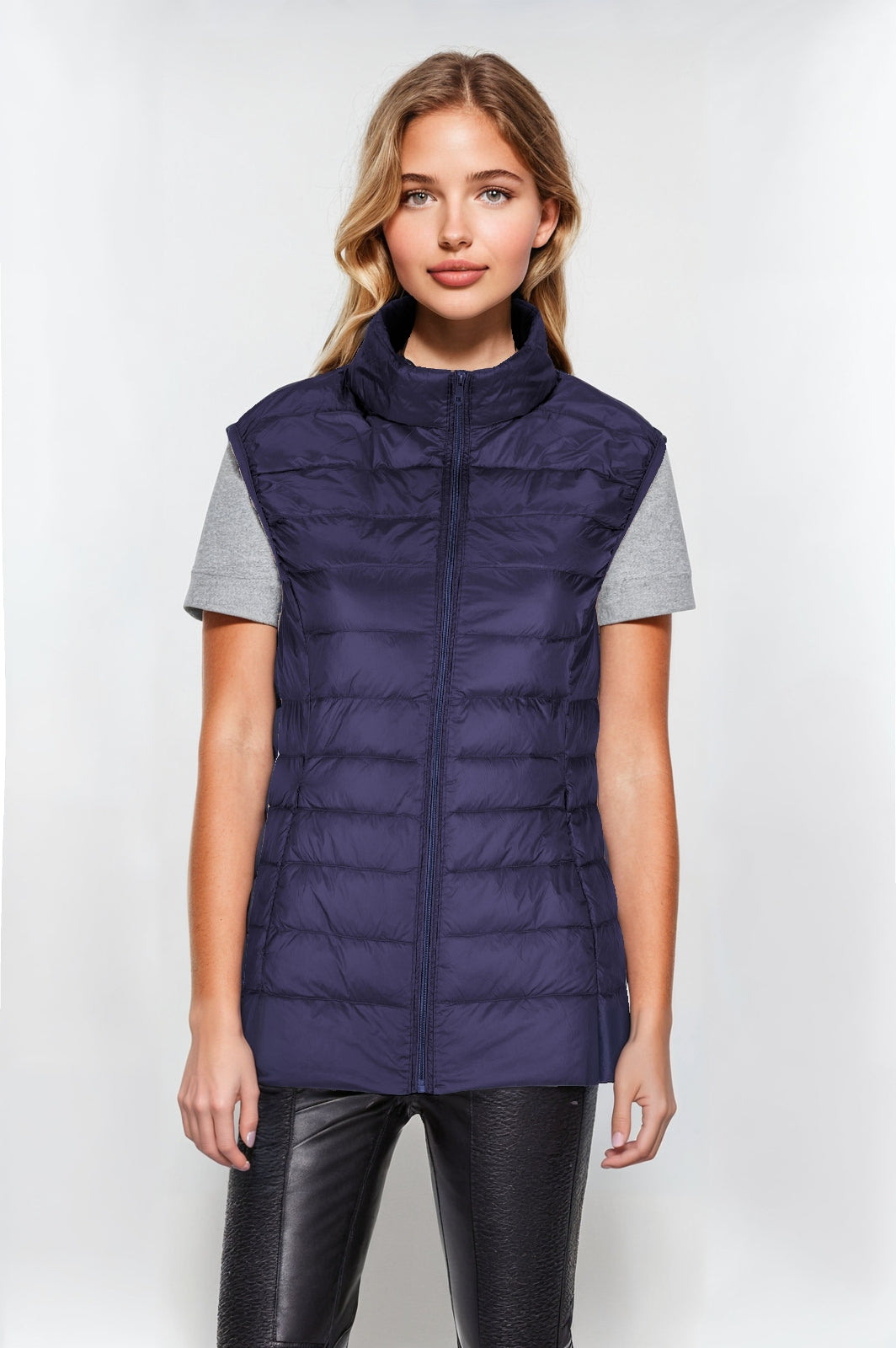 Women’s Navy Blue Puff Down Vest – Lightweight, Warm & Stylish Layer