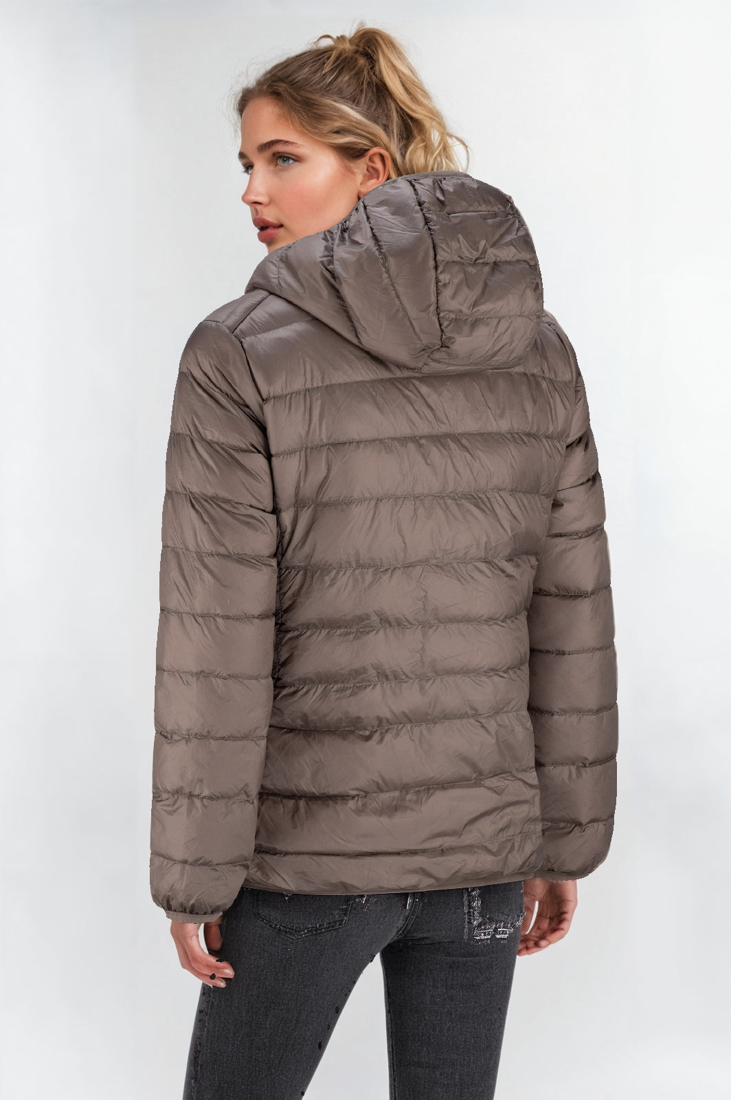 Women's Short Lightweight Down Jacket – Mocha, Packable & Warm
