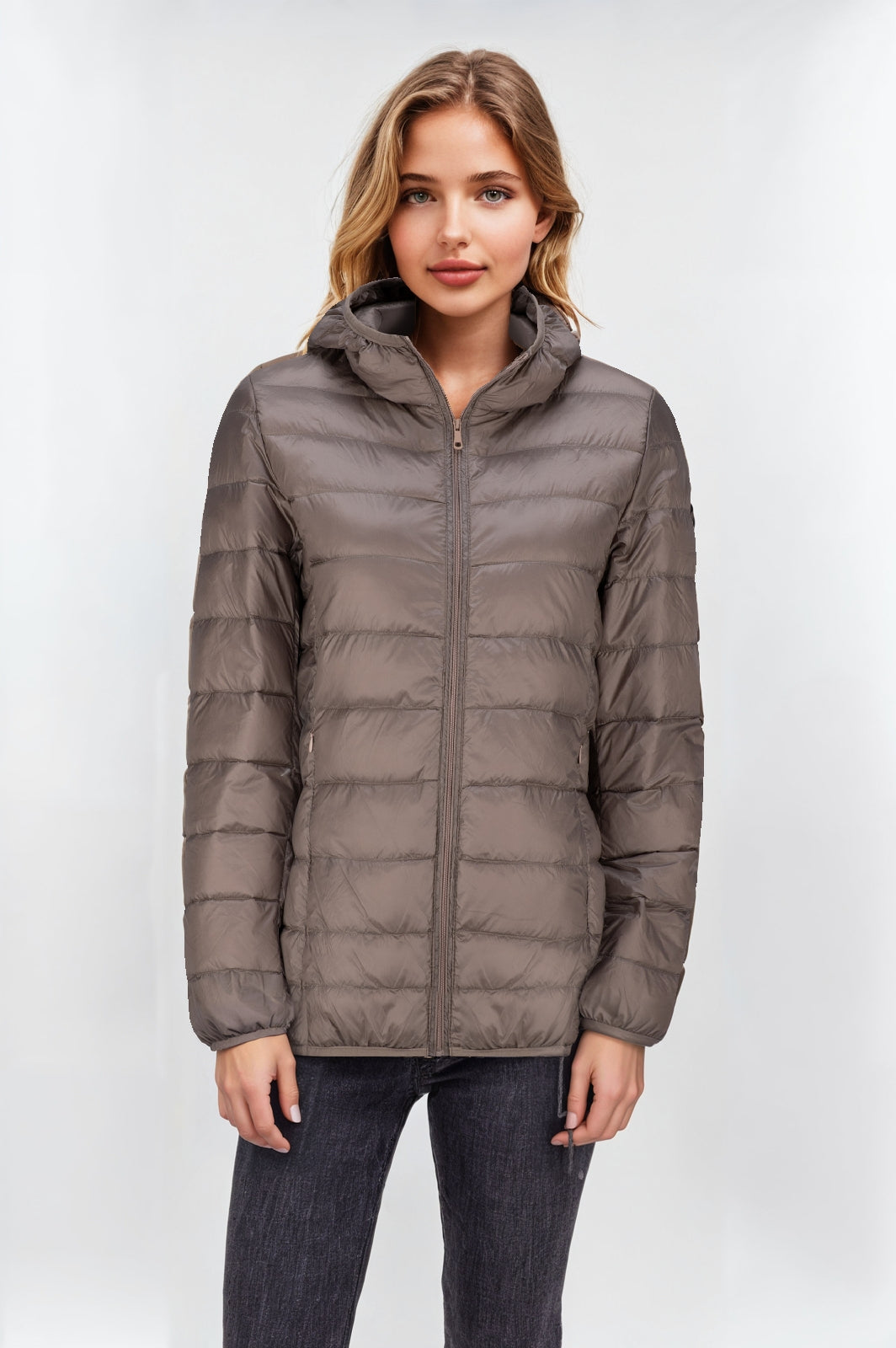 Women's Short Lightweight Down Jacket – Mocha, Packable & Warm