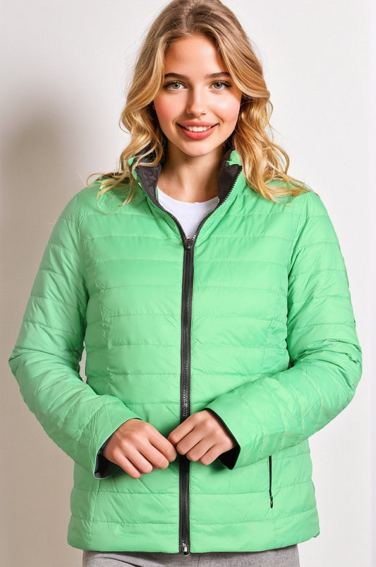 Women's Reversible Short Down Jacket – Toxic Green & Black