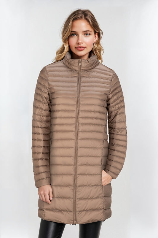 Women's Mink Funnel Neck Down Jacket – Cozy & Stylish Winter Outerwear