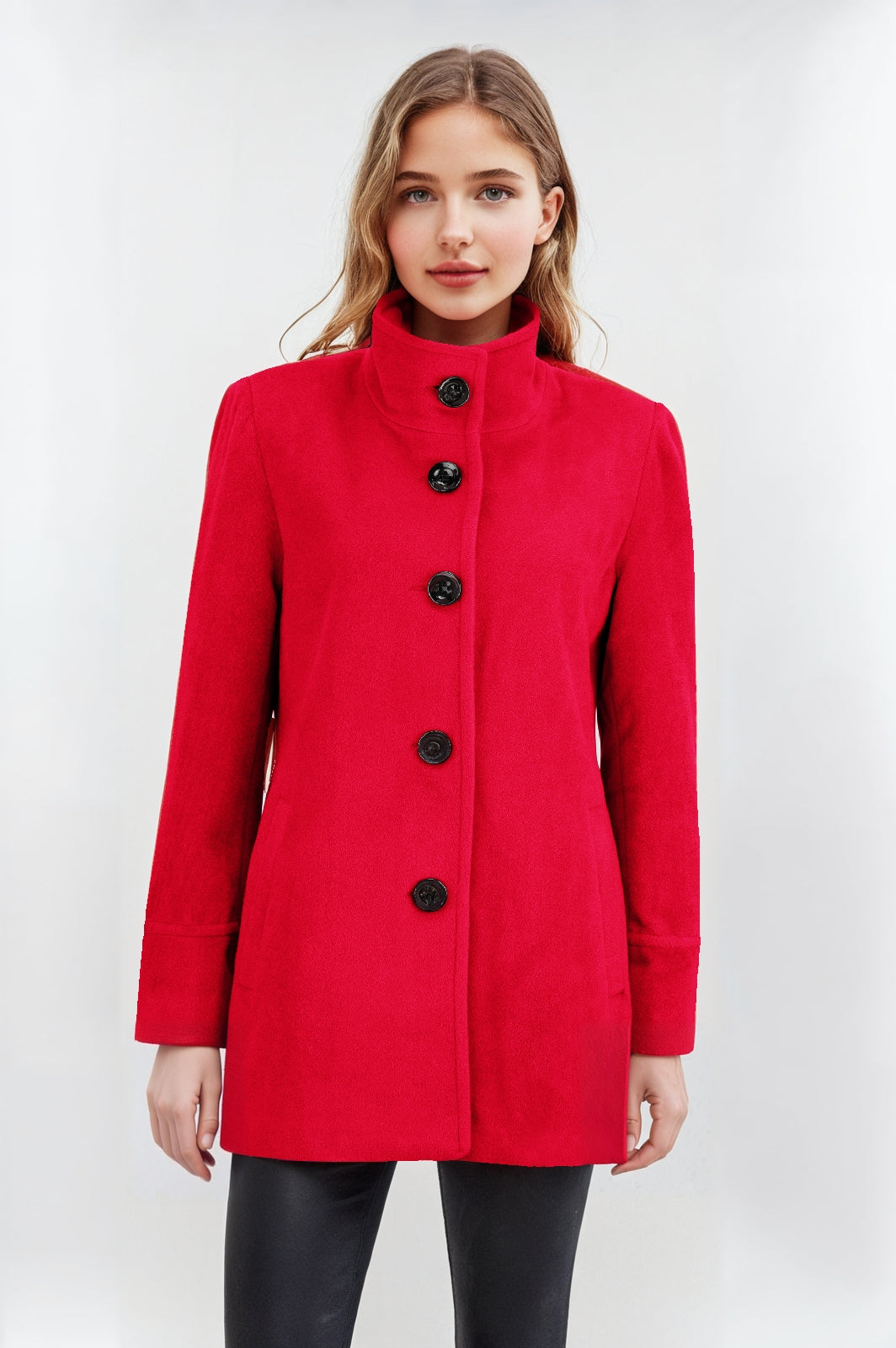 Women's Red Funnel Neck Jacket