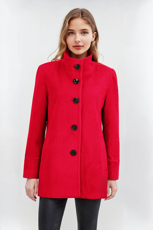 Women's Red Funnel Neck Jacket