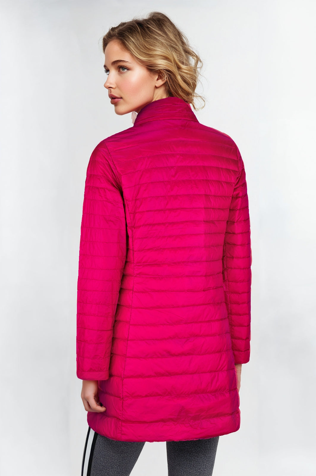 Women's Pink Funnel Neck Down Jacket – Cozy & Stylish Winter Outerwear