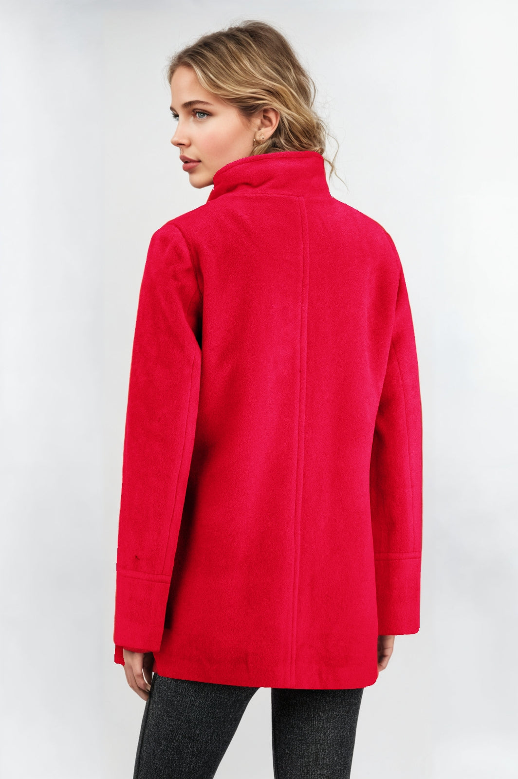 Women's Red Funnel Neck Jacket