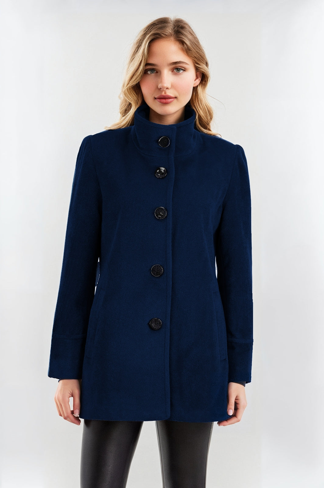 Women's Navy Funnel Neck Jacket