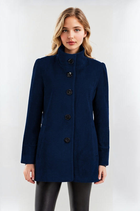 Women's Navy Funnel Neck Jacket