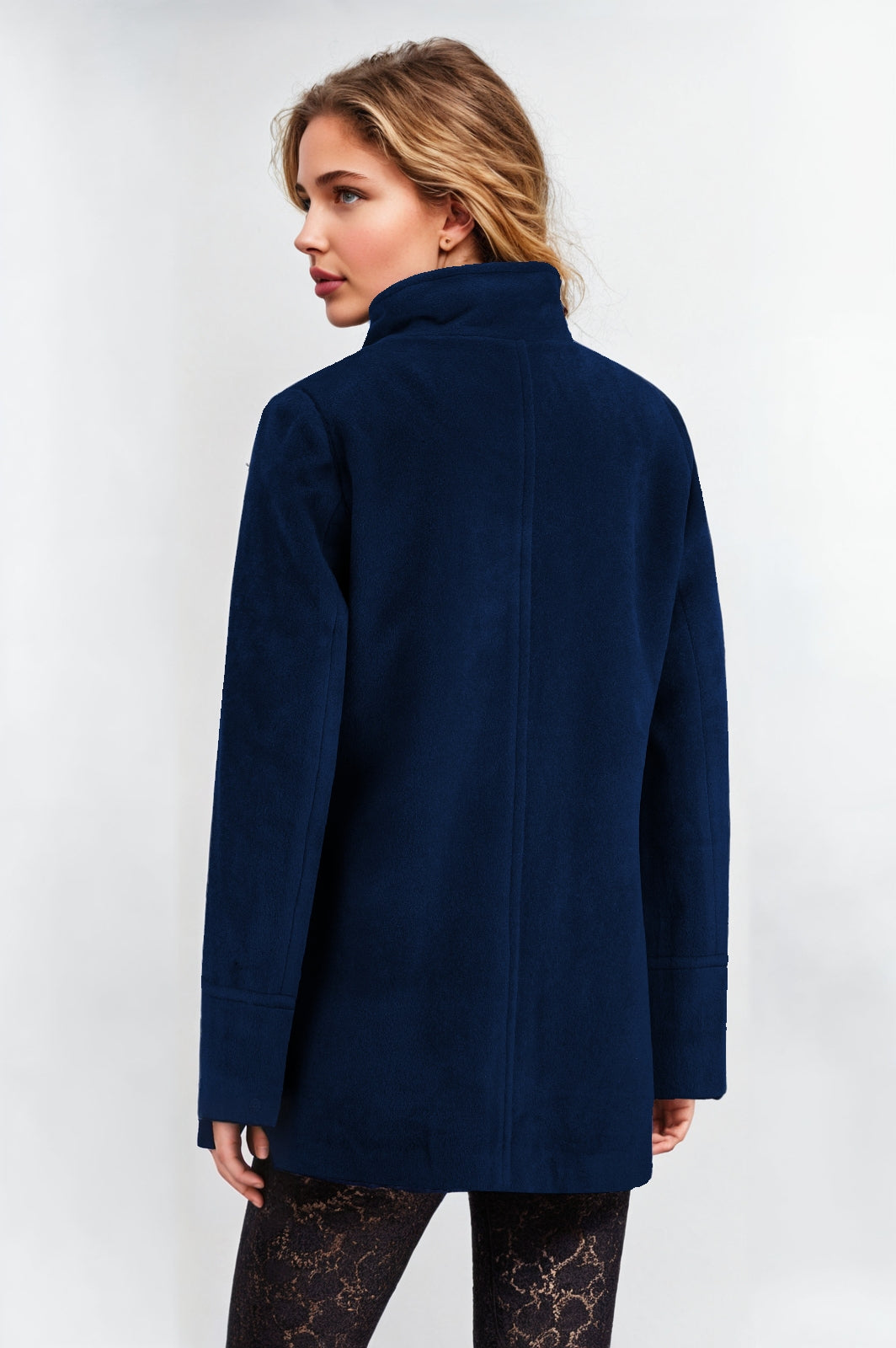 Women's Navy Funnel Neck Jacket