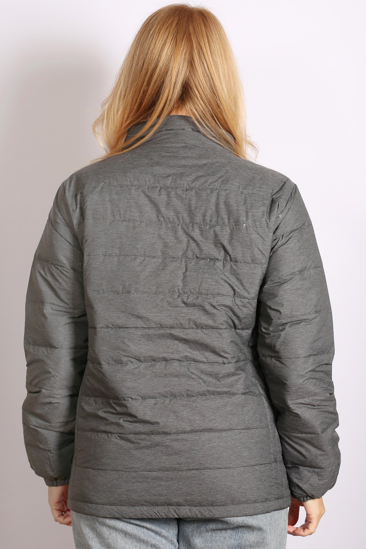 Women’s Short Down Puffer Full Zip Jacket - Charcoal