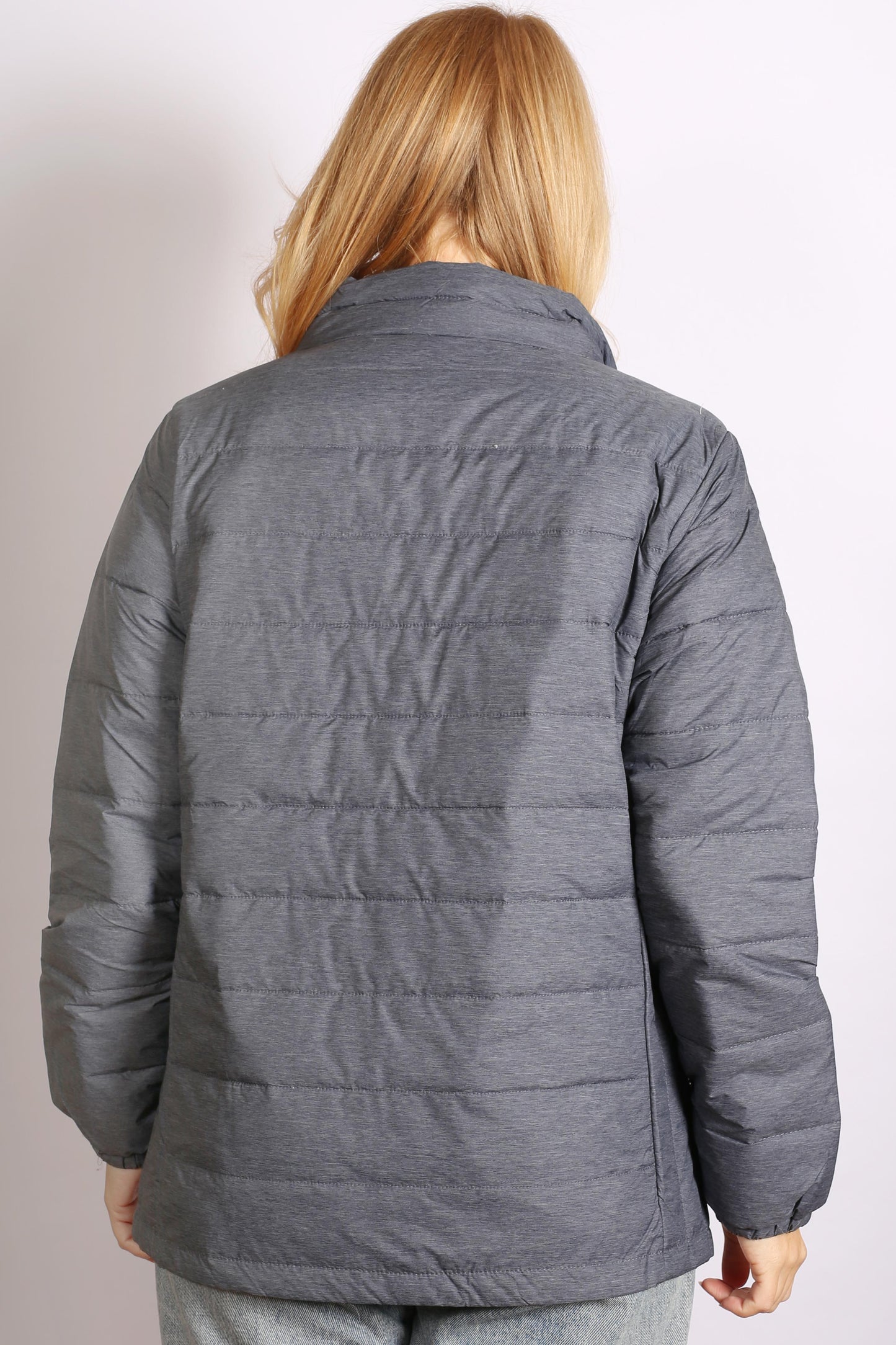 Women’s Short Down Puffer Full Zip Jacket - Navy