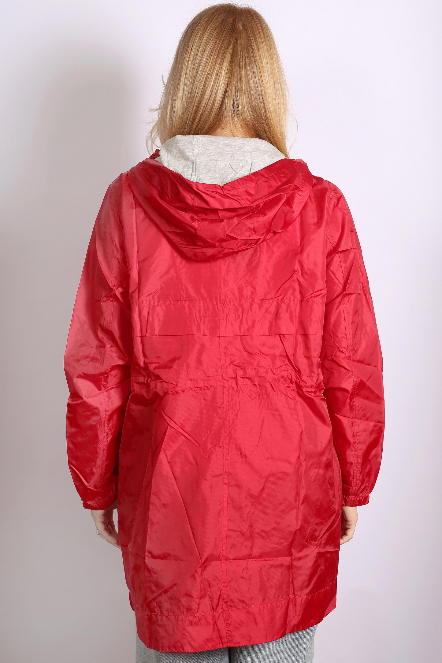 Women’s Red Basic Waterproof Rain Jacket